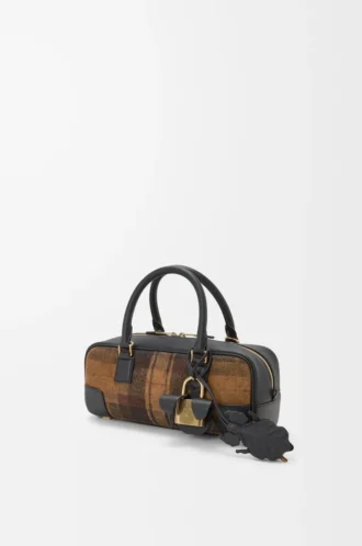 Amazona 23 kort väska i tartanmocka och nappa kalvskinn Tan/Black