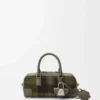 Amazona 23 kortare väska i tartanmocka och nappakalvskinn Khaki/Grön Amazona 23 kortare väska i tartanmocka och nappakalvskinn Khaki/Grön