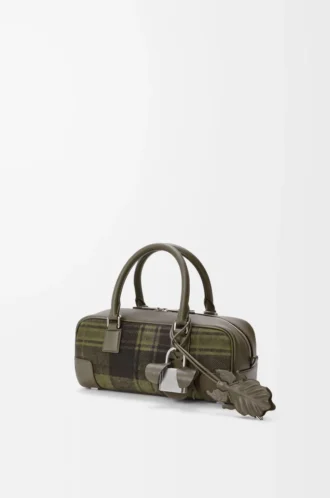 Amazona 23 kortare väska i tartanmocka och nappakalvskinn Khaki/Grön