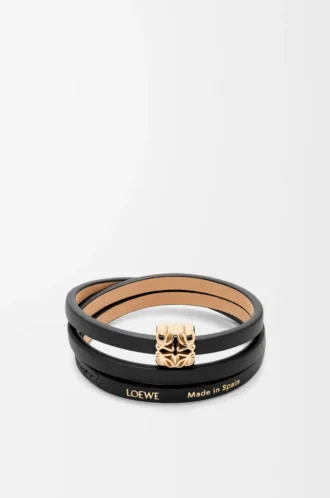Anagram Bombé-armband i kalvskinn Svart