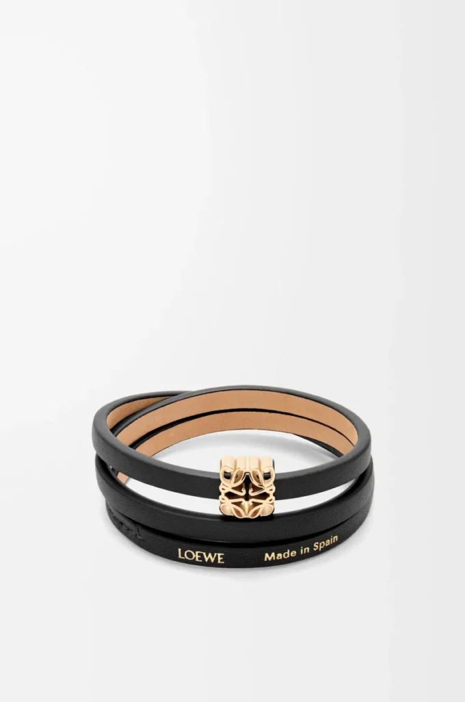 Anagram Bombé-armband i kalvskinn Svart