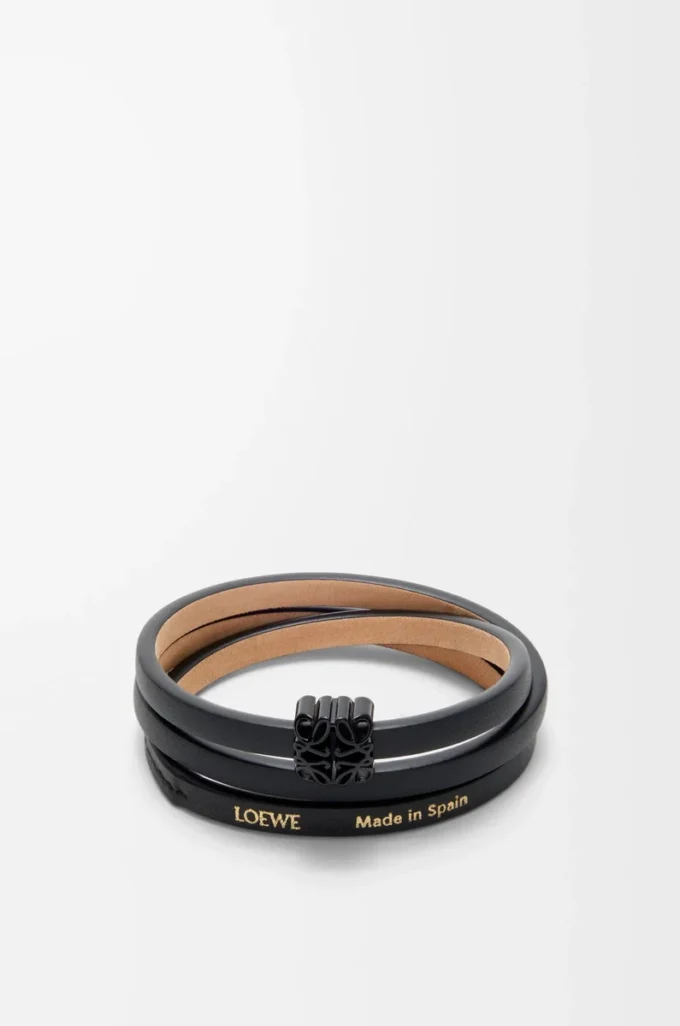 Anagram Bombé-armband i kalvskinn Svart