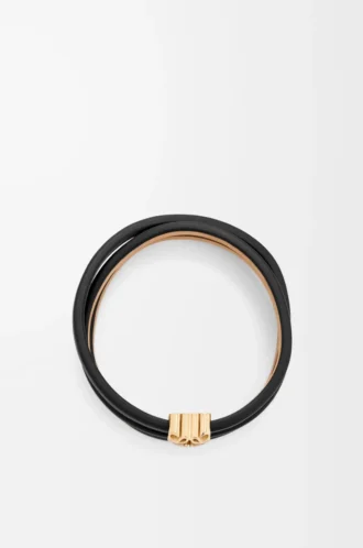 Anagram Bombé-armband i kalvskinn Svart