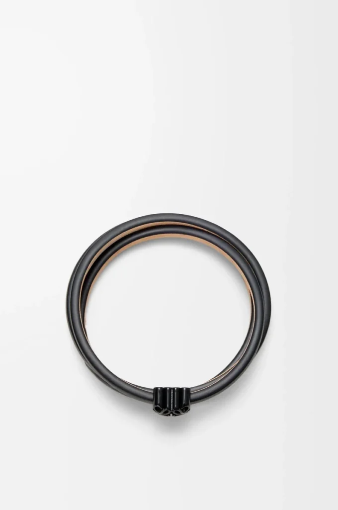Anagram Bombé-armband i kalvskinn Svart