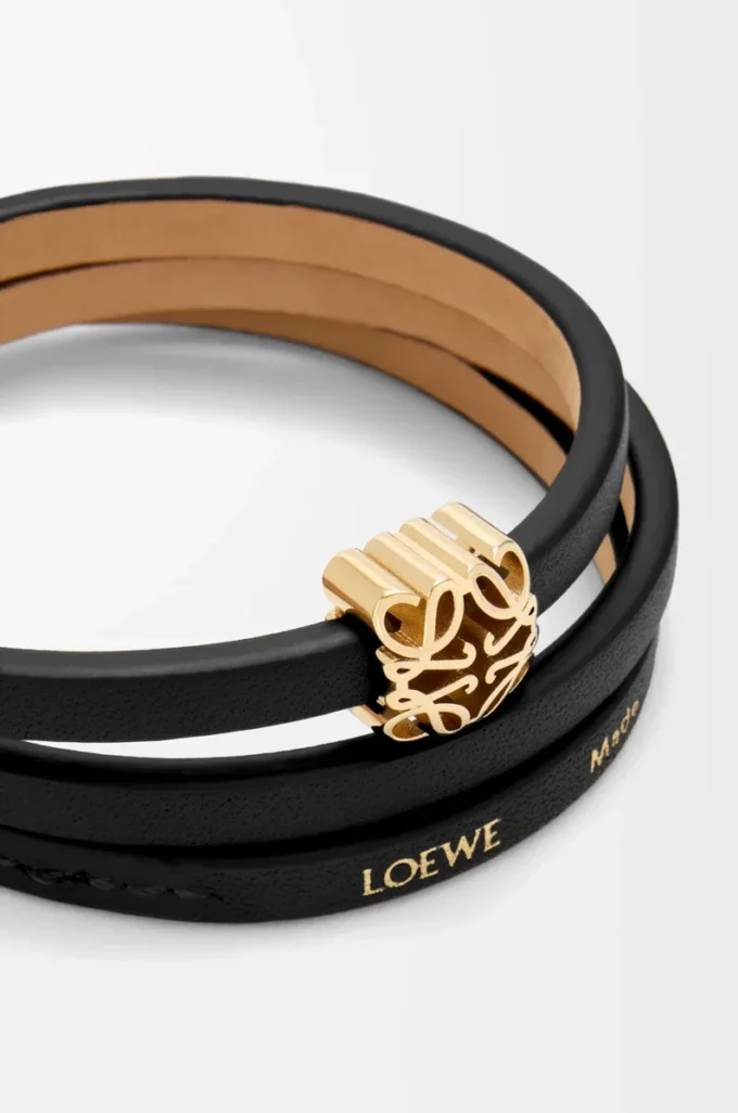 Anagram Bombé-armband i kalvskinn Svart