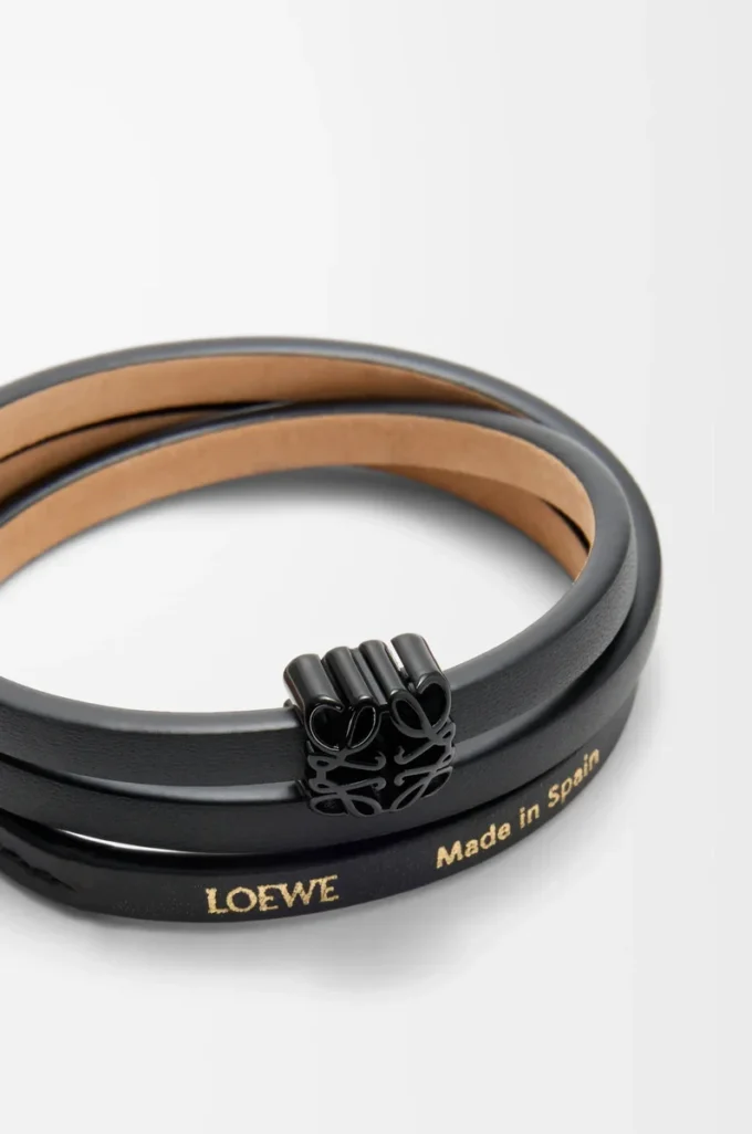 Anagram Bombé-armband i kalvskinn Svart