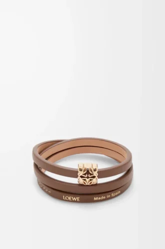 Anagram Bombé-twistarmband i kalvskinn Cocoa