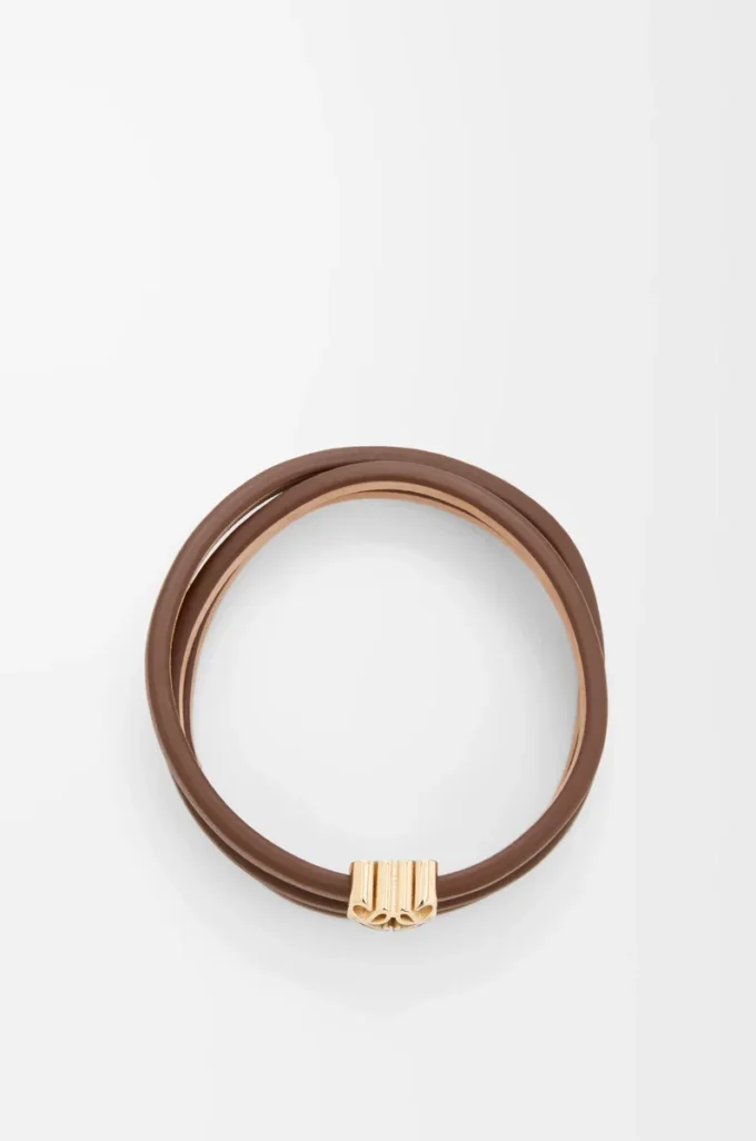 Anagram Bombé-twistarmband i kalvskinn Cocoa