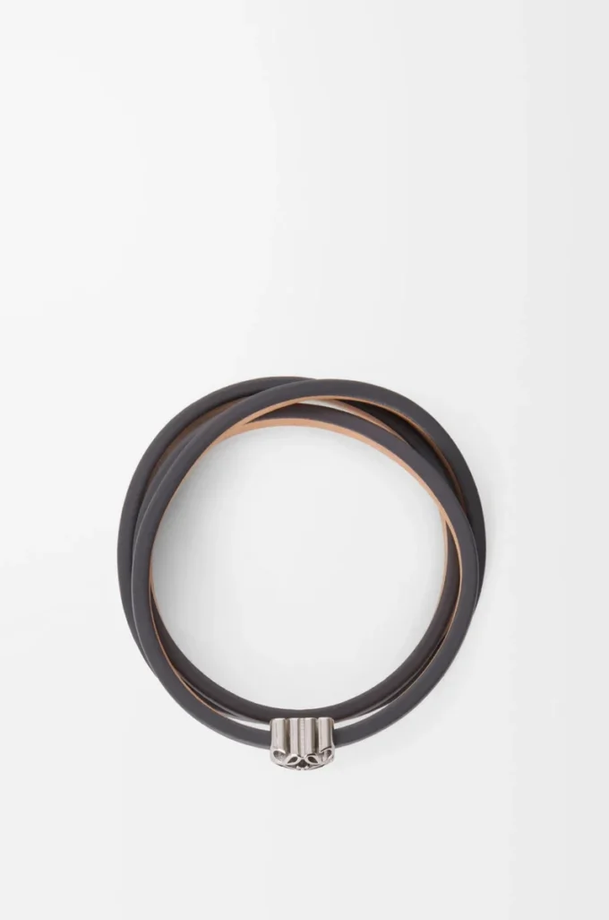 Anagram Bombé-twistarmband i kalvskinn, skiffer