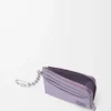 Anagram fyrkantig myntkortshållare i kalvskinn med småstenstruktur Dirty Mauve
