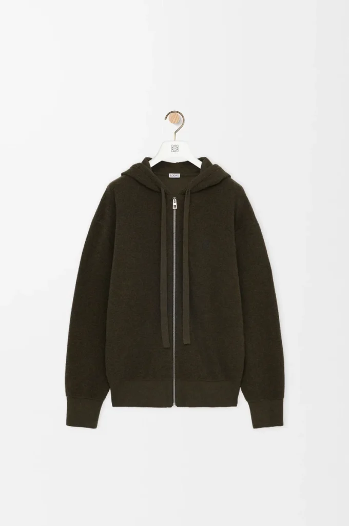 Anagram-hoodie med dragkedja i ull, khakigrön Anagram-hoodie med dragkedja i ull, khakigrön