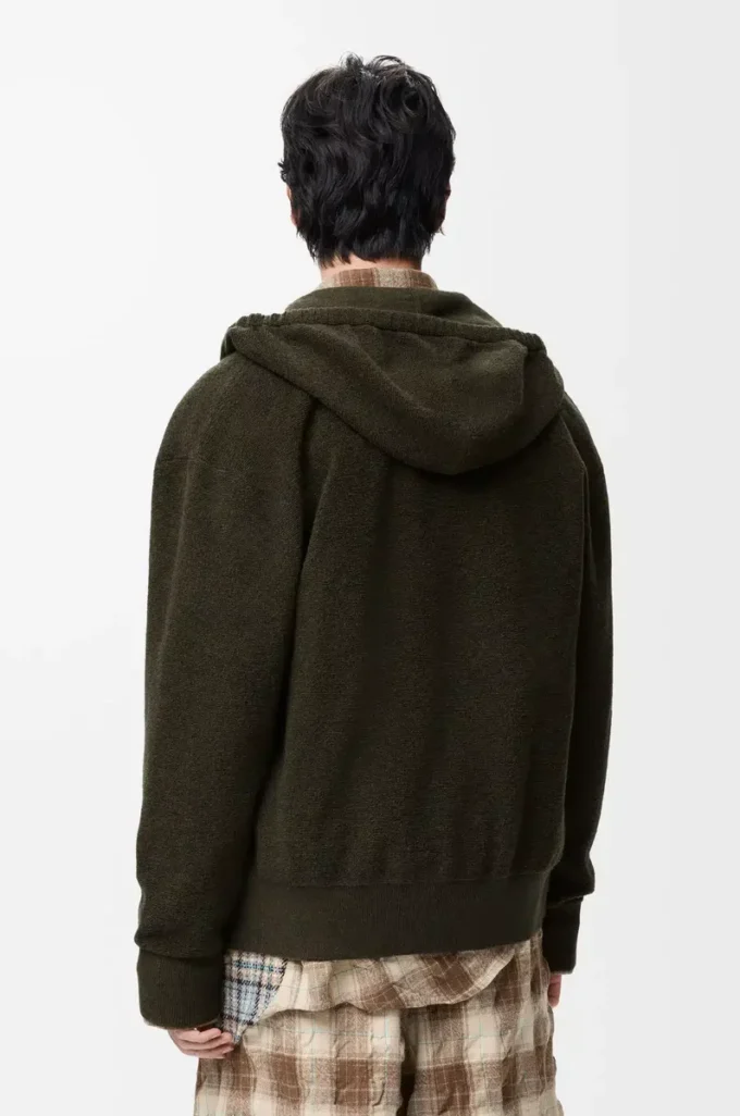 Anagram-hoodie med dragkedja i ull, khakigrön Anagram-hoodie med dragkedja i ull, khakigrön