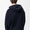 Anagram-hoodie med dragkedja i ull Marinblå Anagram-hoodie med dragkedja i ull Marinblå