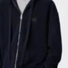 Anagram-hoodie med dragkedja i ull Marinblå Anagram-hoodie med dragkedja i ull Marinblå
