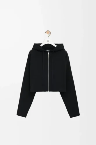 Anagram-hoodie med dragkedja i ull Svart