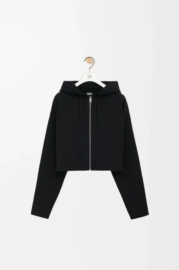 Anagram-hoodie med dragkedja i ull Svart Anagram-hoodie med dragkedja i ull Svart
