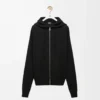 Anagram-hoodie med dragkedja i ull Svart