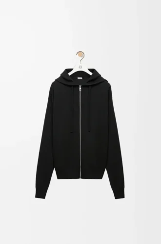 Anagram-hoodie med dragkedja i ull Svart