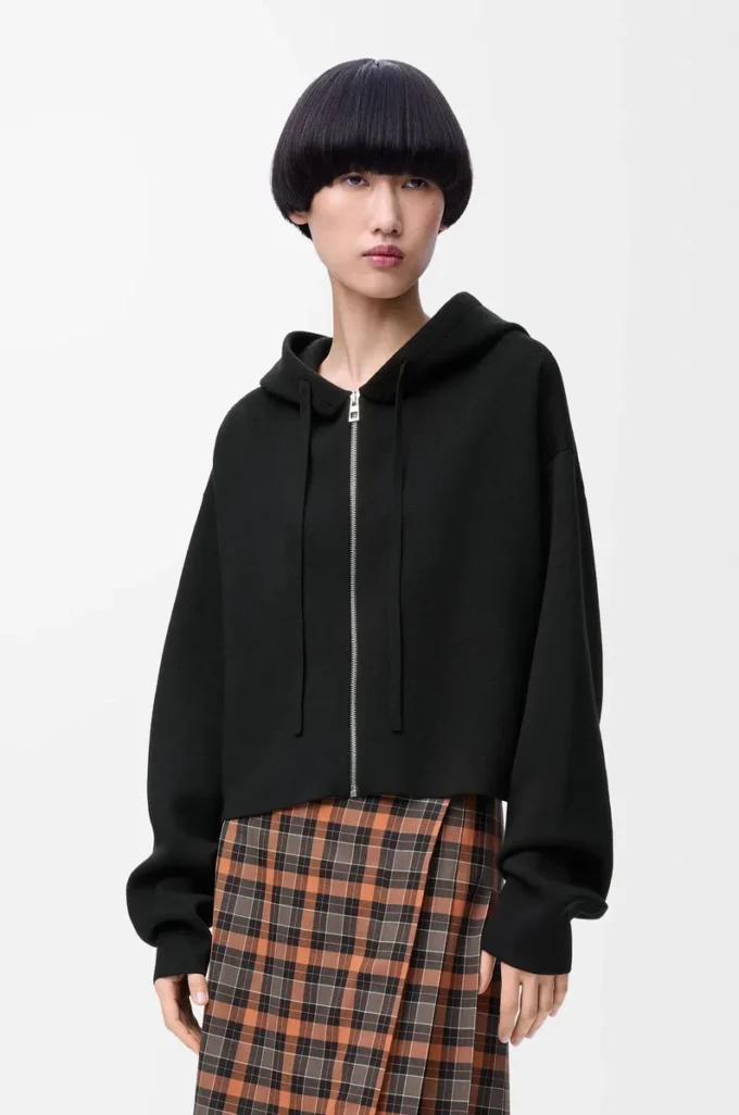 Anagram-hoodie med dragkedja i ull Svart Anagram-hoodie med dragkedja i ull Svart