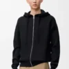 Anagram-hoodie med dragkedja i ull Svart