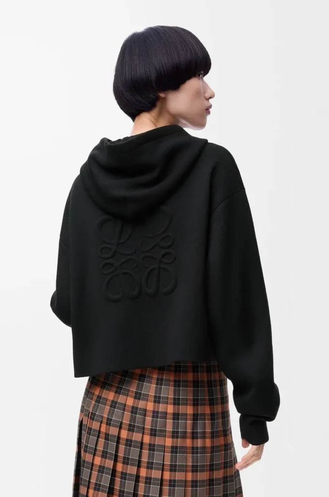 Anagram-hoodie med dragkedja i ull Svart Anagram-hoodie med dragkedja i ull Svart