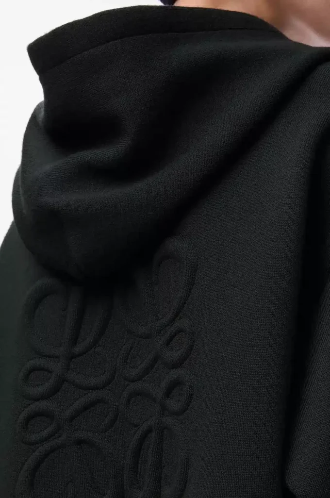 Anagram-hoodie med dragkedja i ull Svart Anagram-hoodie med dragkedja i ull Svart