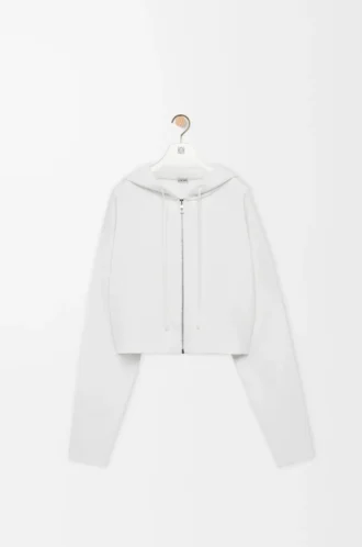 Anagram-hoodie med dragkedja i ull Vit