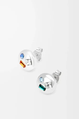 Anagram Pebble örhängen i sterlingsilver och kristaller Silver/Grönt