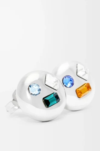 Anagram Pebble örhängen i sterlingsilver och kristaller Silver/Grönt