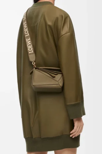Anagram-rem i jacquard och kalvskinn Dark Khaki