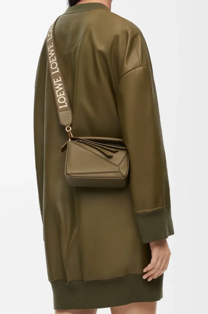 Anagram-rem i jacquard och kalvskinn Dark Khaki