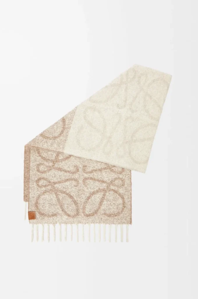 Anagram-scarf i alpacka och ull Beige/Vit Anagram-scarf i alpacka och ull Beige/Vit