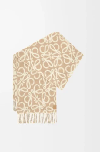 Anagram-scarf i alpacka- och ullblandning Beige/Vit