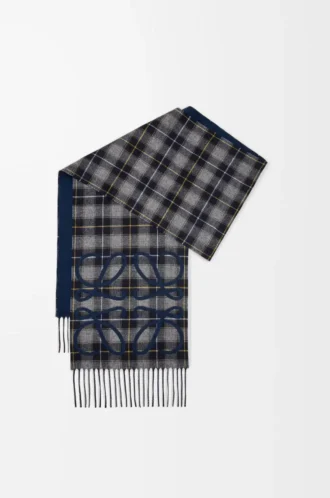 Anagram-scarf i silke och kashmir Marinblå/Antracit/Marinblå