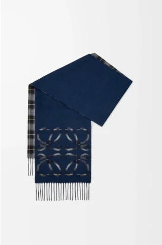 Anagram-scarf i silke och kashmir Marinblå/Antracit/Marinblå