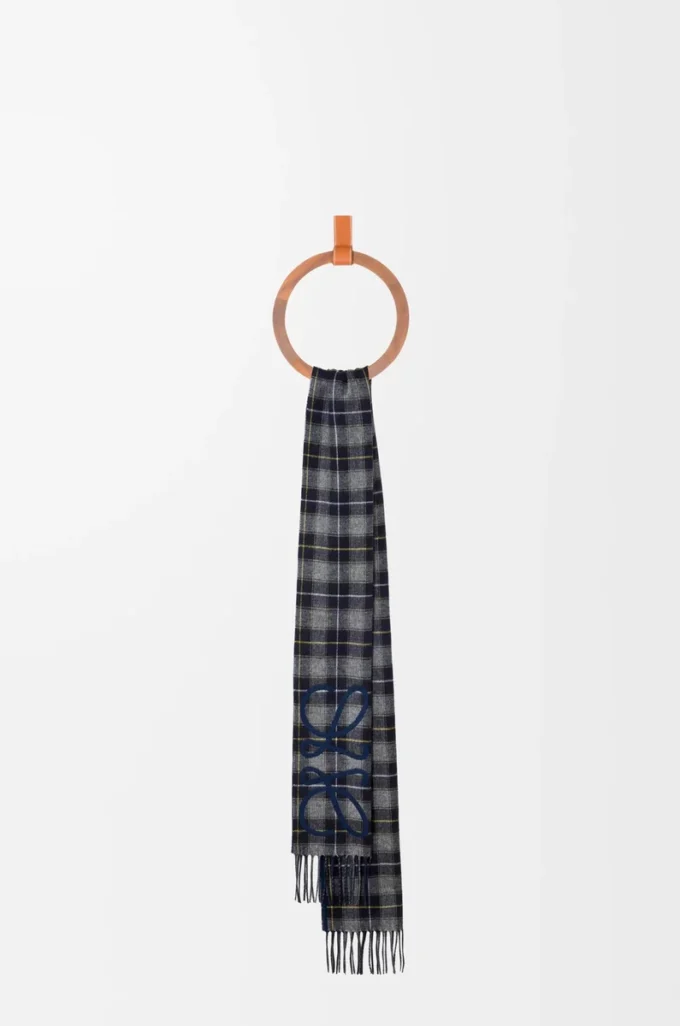 Anagram-scarf i silke och kashmir Marinblå/Antracit/Marinblå