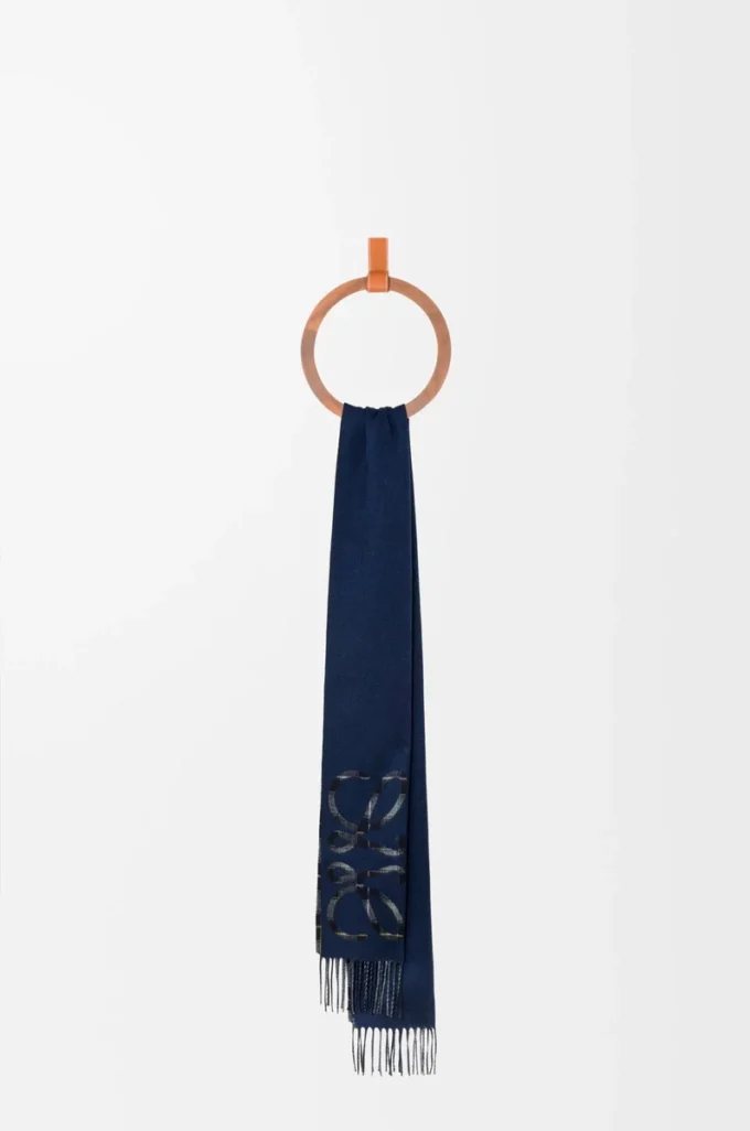 Anagram-scarf i silke och kashmir Marinblå/Antracit/Marinblå