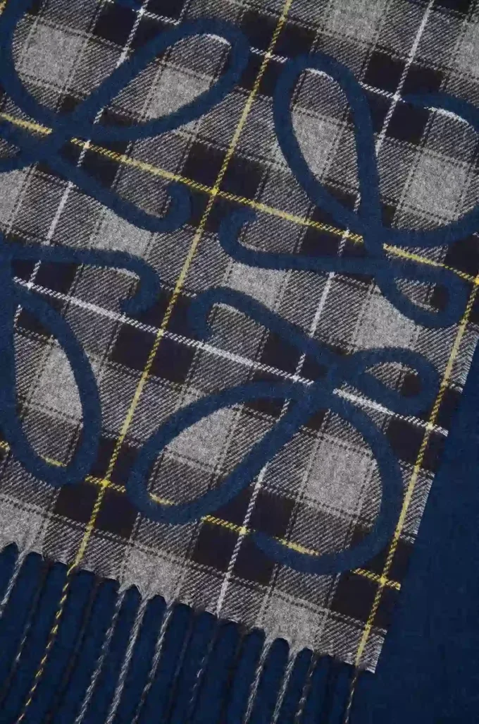 Anagram-scarf i silke och kashmir Marinblå/Antracit/Marinblå