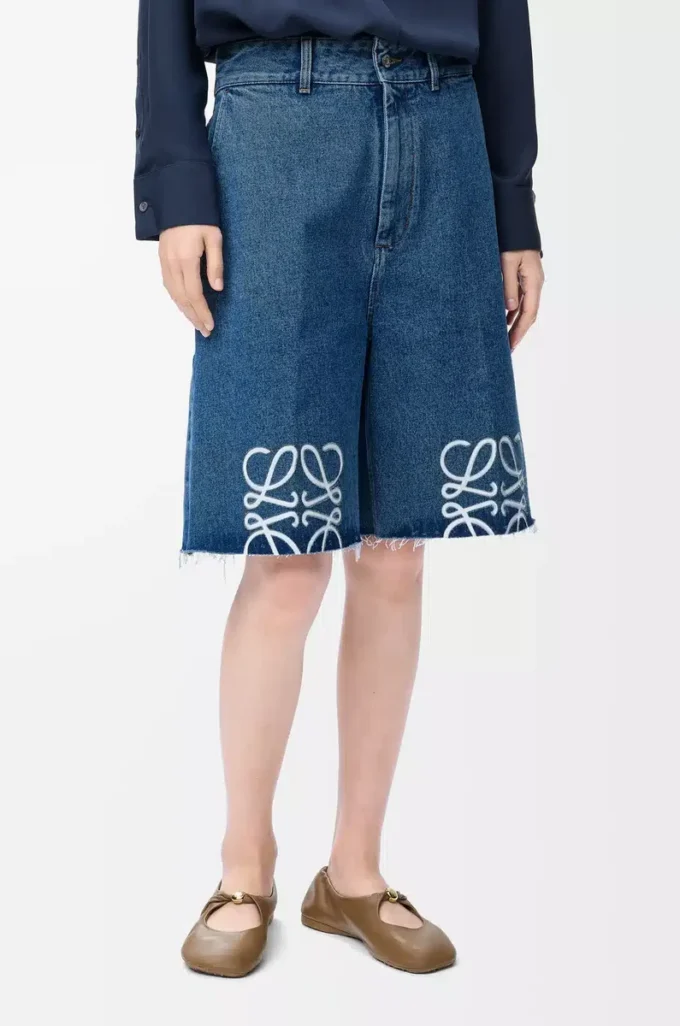 Anagram-shorts i denim Jeans Blå