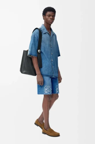 Anagram-shorts i denim Tvättad denim
