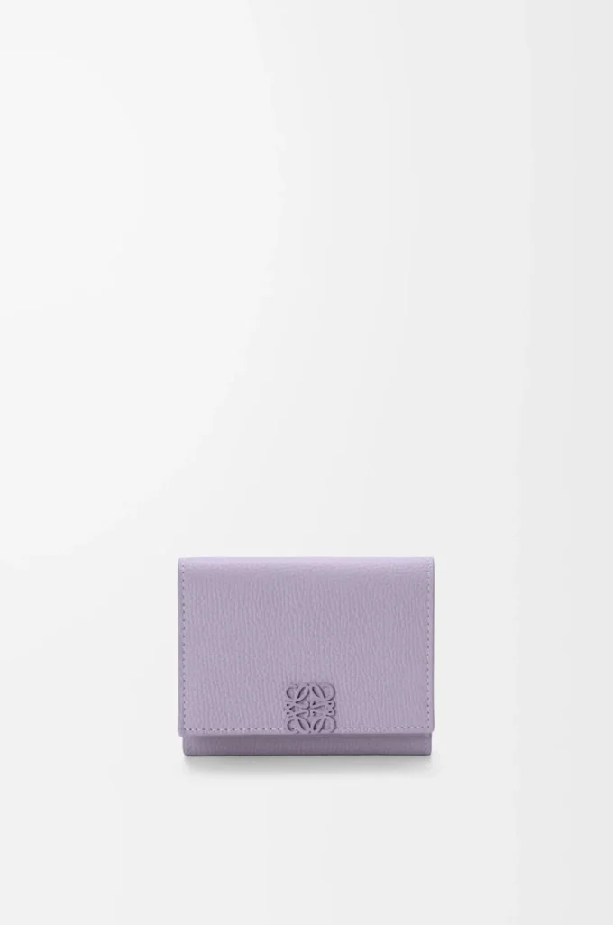 Anagram trefaldig plånbok i kalvskinn med kornig struktur Dirty Mauve