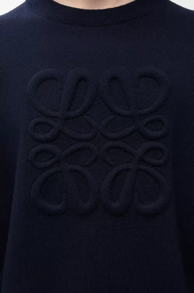 Anagram-tröja i ull, marinblå