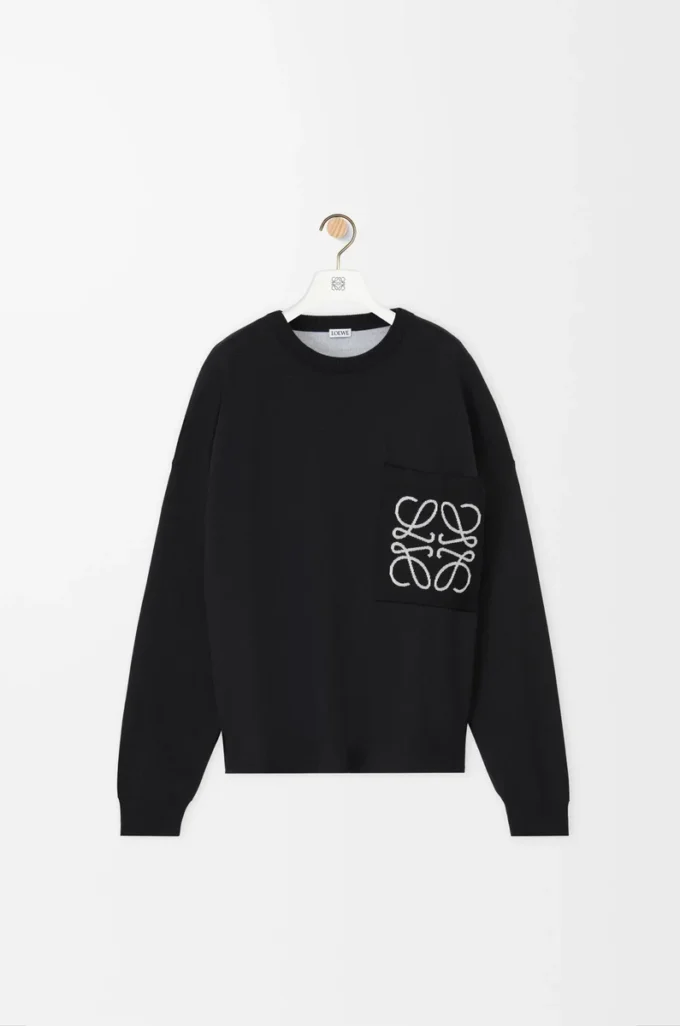 Anagram-tröja med ficka i bomullsblandning Svart/Vit Anagram-tröja med ficka i bomullsblandning Svart/Vit