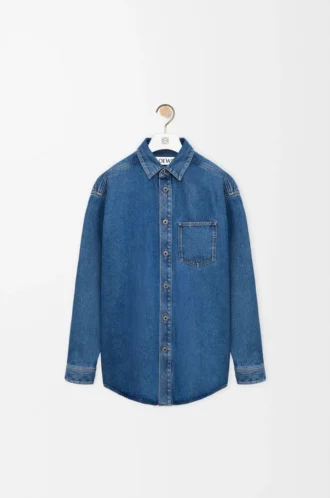 Anagram-överkappskjorta i denim, mellanblå denim