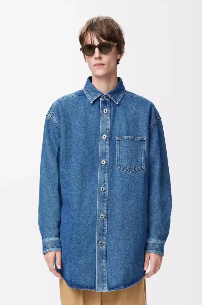 Anagram-överkappskjorta i denim, mellanblå denim Anagram-överkappskjorta i denim, mellanblå denim