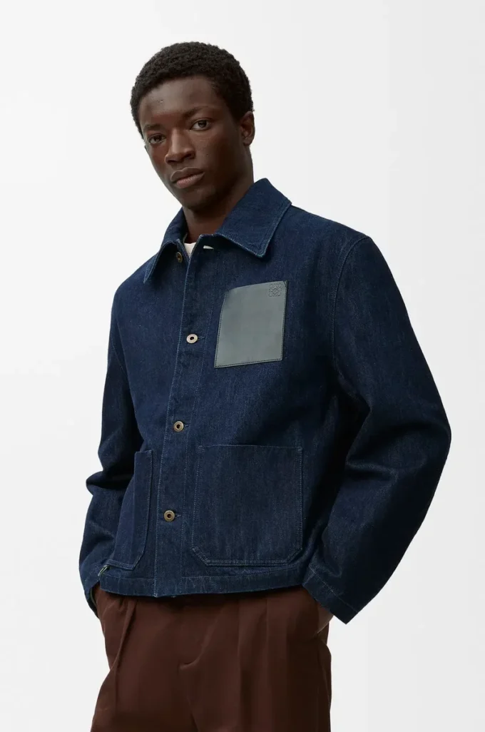 Arbetsjacka i denim Indigoblå