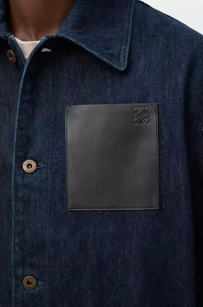 Arbetsjacka i denim Indigoblå