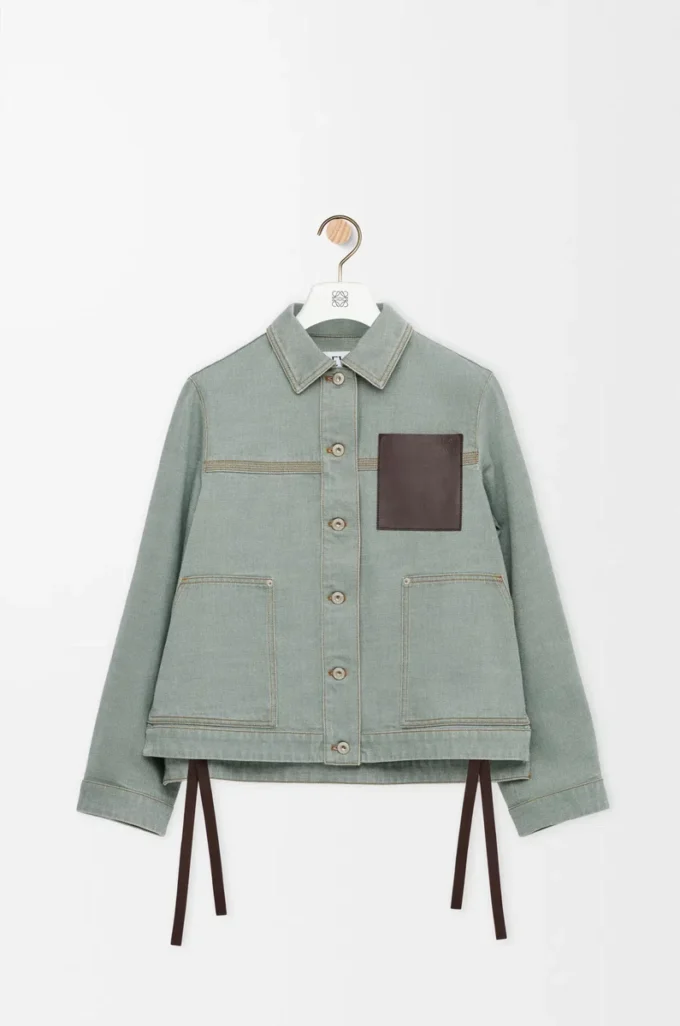 Arbetsjacka i denim Kaki grönt Arbetsjacka i denim Kaki grönt