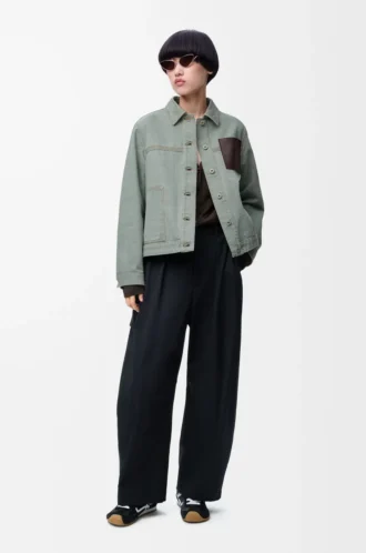Arbetsjacka i denim Kaki grönt