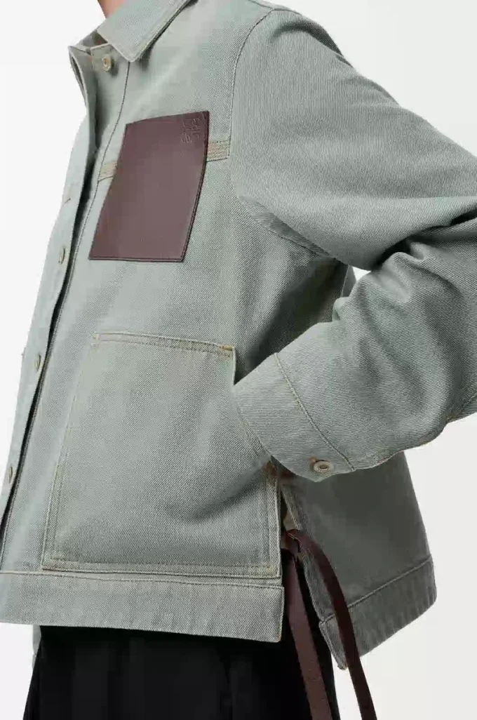 Arbetsjacka i denim Kaki grönt Arbetsjacka i denim Kaki grönt